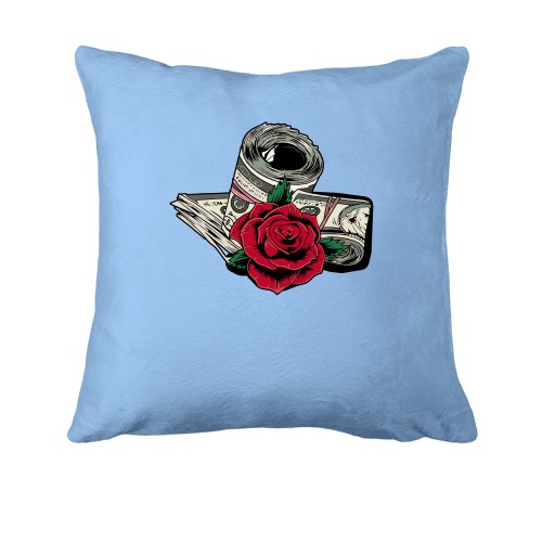 Подушка c долларами и розой