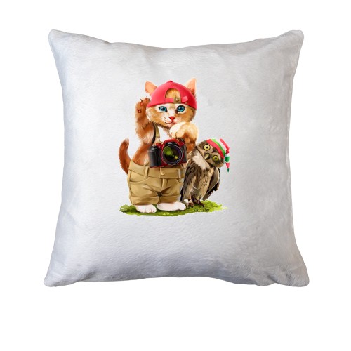 Подушка кот-фотограф