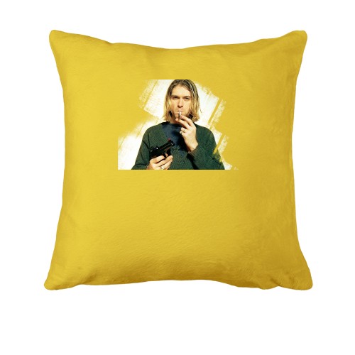 Подушка с Куртом Кобейном и пистолетом