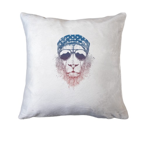 Подушка з Левом-хіпстером в окулярах