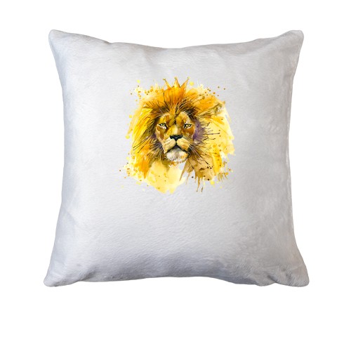 Подушка с акварельным львом в короне