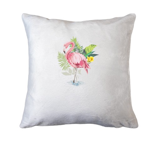 Подушка с акварельным розовым фламинго