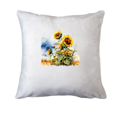 Подушка с акварельными подсолнухами