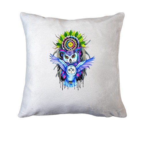 Подушка с акварельными совами