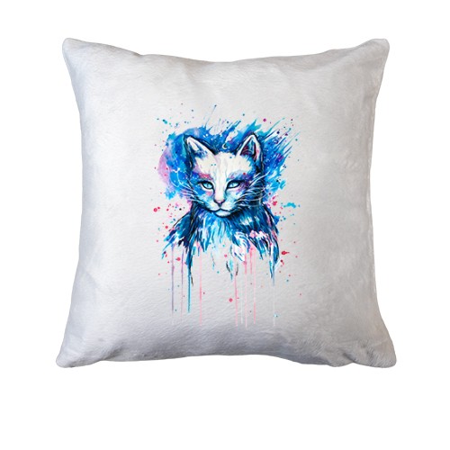 Подушка с акварельной кошкой