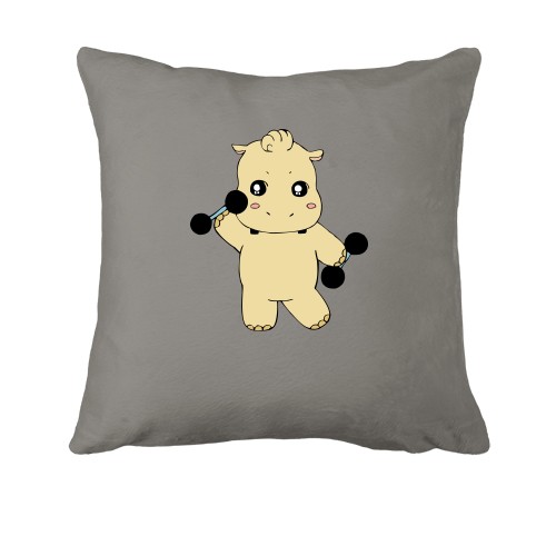 Подушка с бегемотом и гантелями