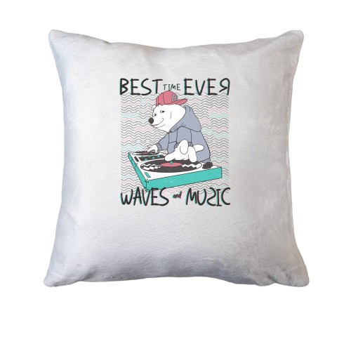 Подушка с белым мишкой диджеем