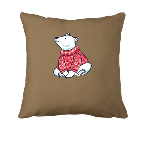 Подушка с белым мишкой в свитере