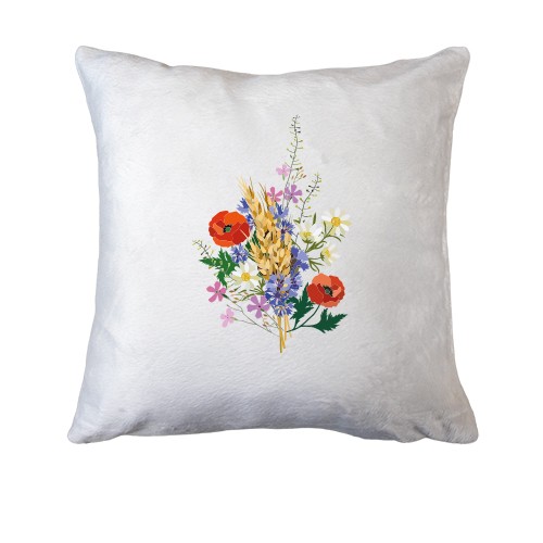 Подушка с букетом (мак, ромашки, пшеница)