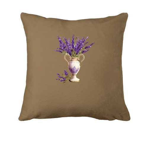 Подушка с букетом лаванды в вазе