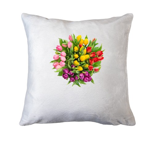 Подушка с букетом тюльпанов