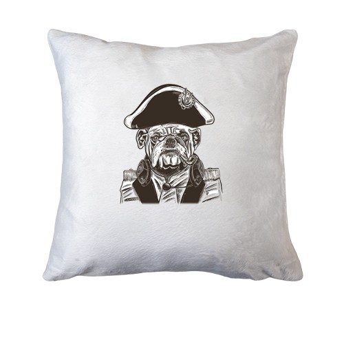 Подушка з бульдогом в трикутному капелюсі і навушниках