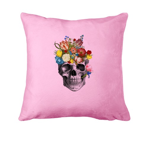 Подушка з черепом та квітами