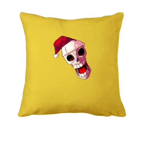Подушка с черепом в новогодней шляпе