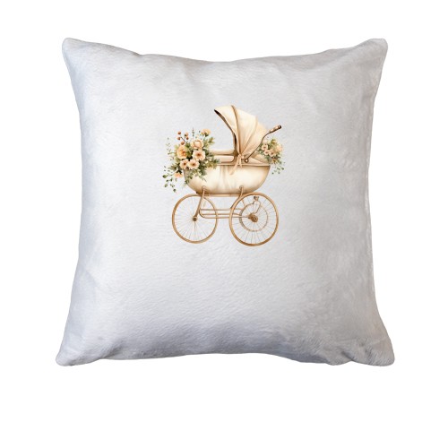 Подушка с детской коляской с цветами