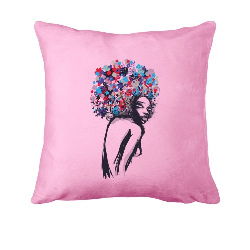Подушка с девушкой и цветами на голове