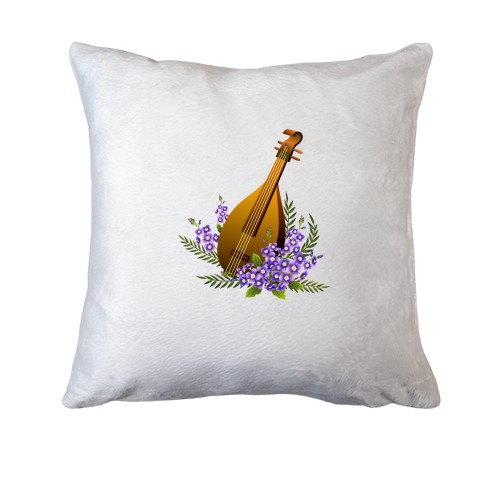 Подушка с домрой и цветами
