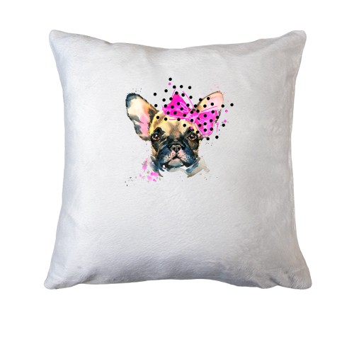 Подушка з французьким бульдогом в банті