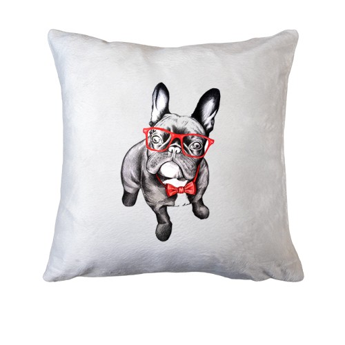 Подушка с французским бульдогом в очках