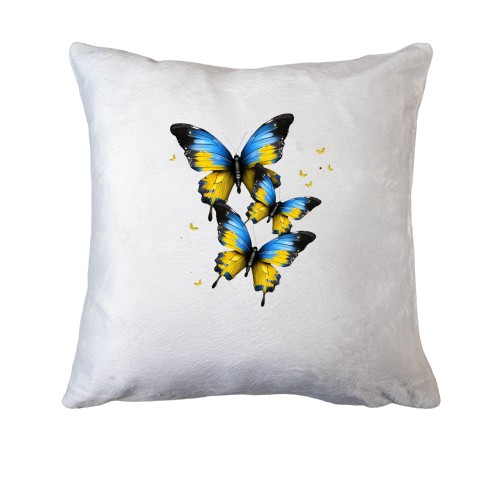 Подушка с желто-синими бабочками