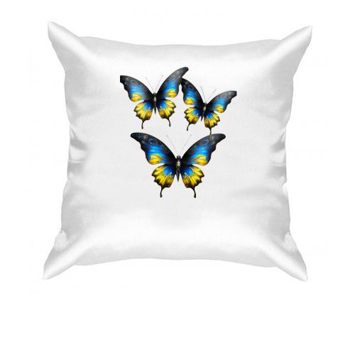 Подушка с желто-синими бабочками (3)
