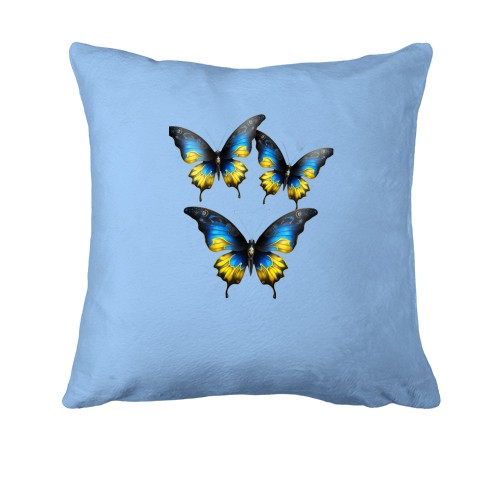 Подушка с желто-синими бабочками (3)