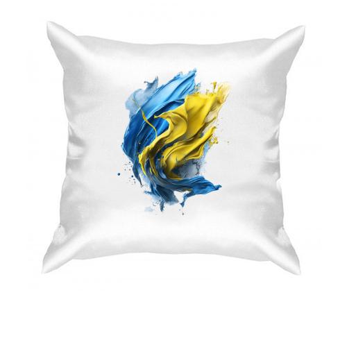 Подушка з жовто-синіми бризками