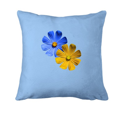 Подушка с желто-синими цветками
