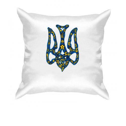 Подушка з гербом України у вигляді сокола-писанки