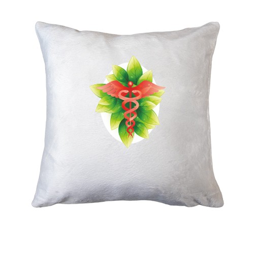 Подушка с гербом медицины в листьях