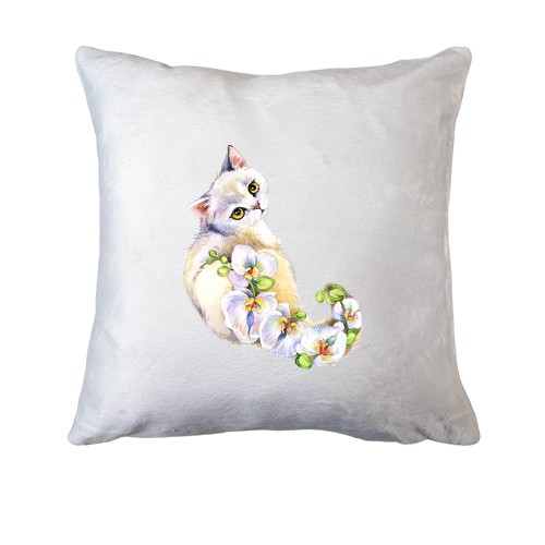 Подушка с кошечкой в цветах