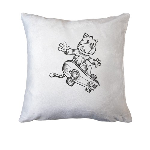 Подушка с котом на скейте