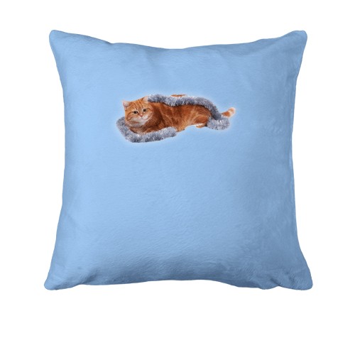 Подушка с котом в новогоднем дождике