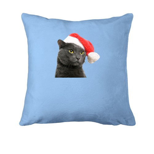 Подушка с котом в новогоднем колпаке