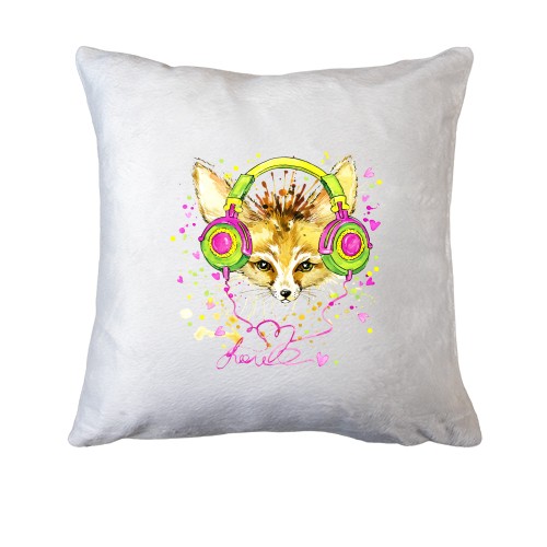 Подушка с лисичкой в наушниках 