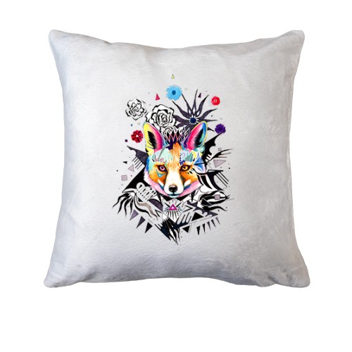 Подушка с лисой в абстракции