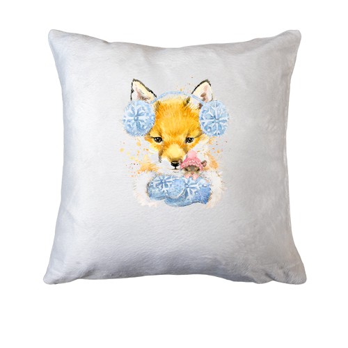 Подушка с лисой в шапке