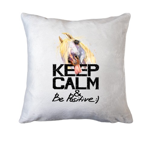 Подушка с лошадью Keep calm and be positive