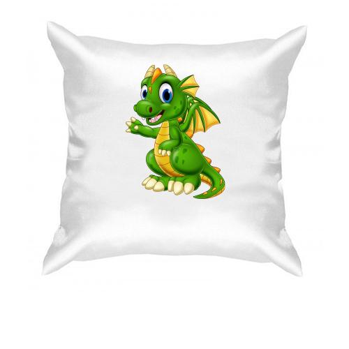 Подушка с маленькими зеленым дракончиком