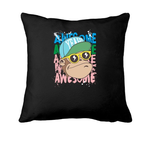 Подушка з мавпою в окулярах і кепці