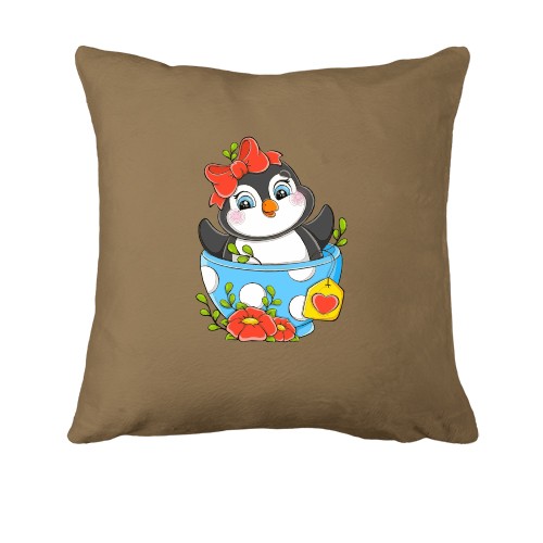 Подушка с пингвинёнком в чашке