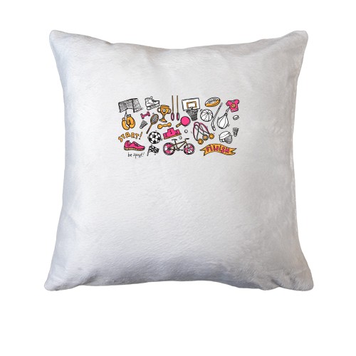 Подушка с разной спортивной атрибутикой