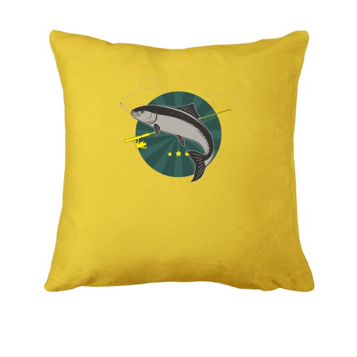 Подушка з рибою на гачку в зеленому колі