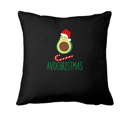 Подушка с авокадо в шапке Санты на леденце и надписью «AVOCHRISTMAS»