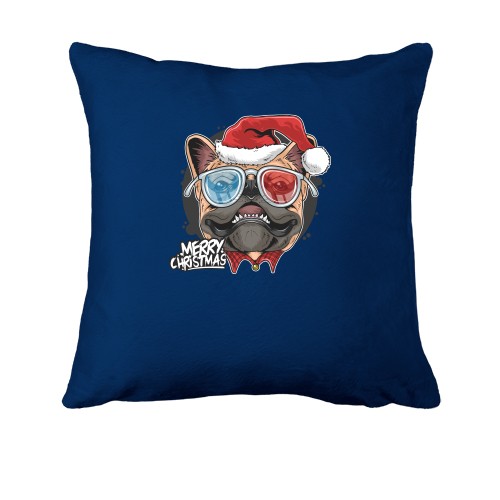 Подушка з різдвяним ганста мопсом