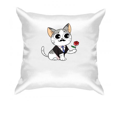 Подушка с романтичным котом