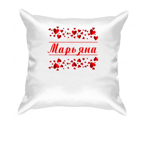 Подушка с сердечками и именем 