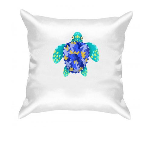 Подушка с синей черепахой
