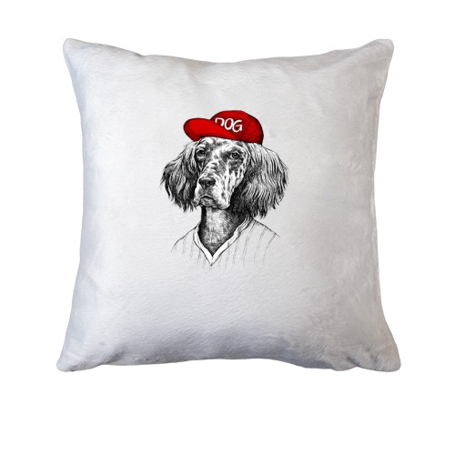 Подушка з собакою в бейсболці