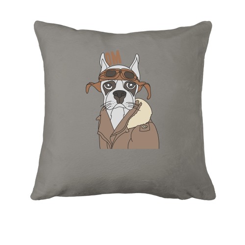 Подушка с собакой в кителе и очках